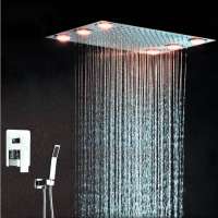 Sanitary ware Polished Hot/Cold brass mixer multi color remote control embed ceiling shower,bathroom shower with led