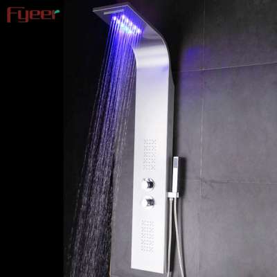 Fyeer Rainfall Stainless Steel Massage Hydro Power Led Shower Panel with lights