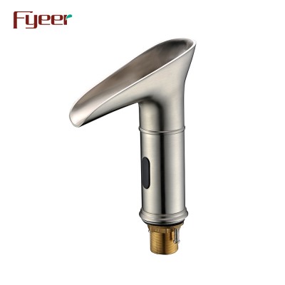 Fyeer New Nickle Brushed Hydro Power Waterfall Led Sensor Basin Faucet