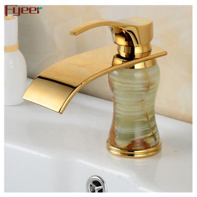 Fyeer FL15001MG gold plated waterfall marble luxury faucet