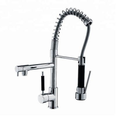 single lever kitchen sink faucet pull out with double head