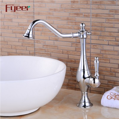 Fyeer Brass Chrome Plated Curved Kitchen Sink Faucet