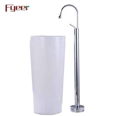 Fyeer Chrome Plated Floor Standing Basin Faucet