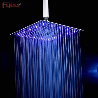 Fyeer 16 inch hydro power ultrathin SUS304 stainless steel square rain shower head led