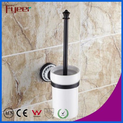 Fyeer Classic Black Bathroom Accessory Brass Toilet Brush Holder