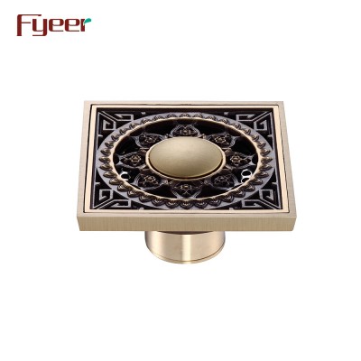 Fyeer Antique Brass Water Waste Floor Drain