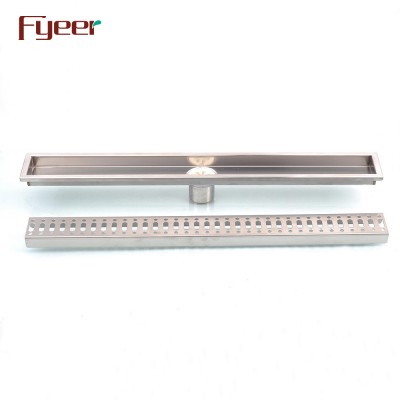 Fyeer Stainless Steel Odor-Resistant Rectangle Bathroom Long Floor Drain